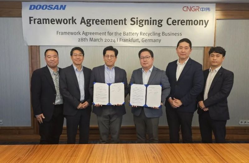 中伟股份与Doosan Recycling Solution签订框架协议，联手探索电池回收领域